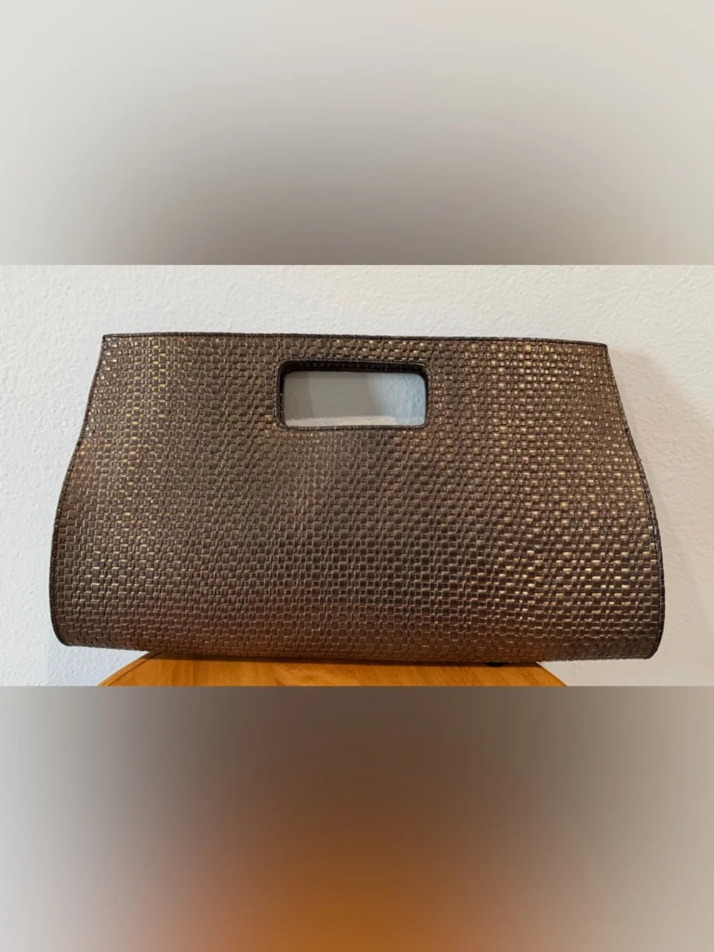 Woven Brown Clutch Handbag